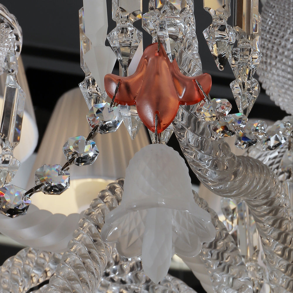 24 Lights Bacara Crystal Chandelier with Lampshades