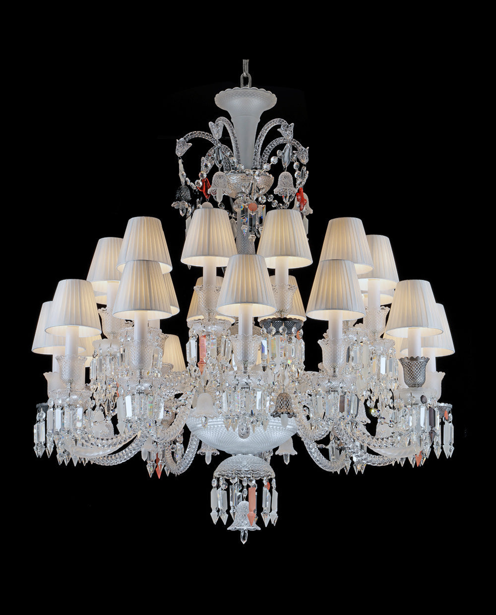 24 Lights Bacara Crystal Chandelier with Lampshades