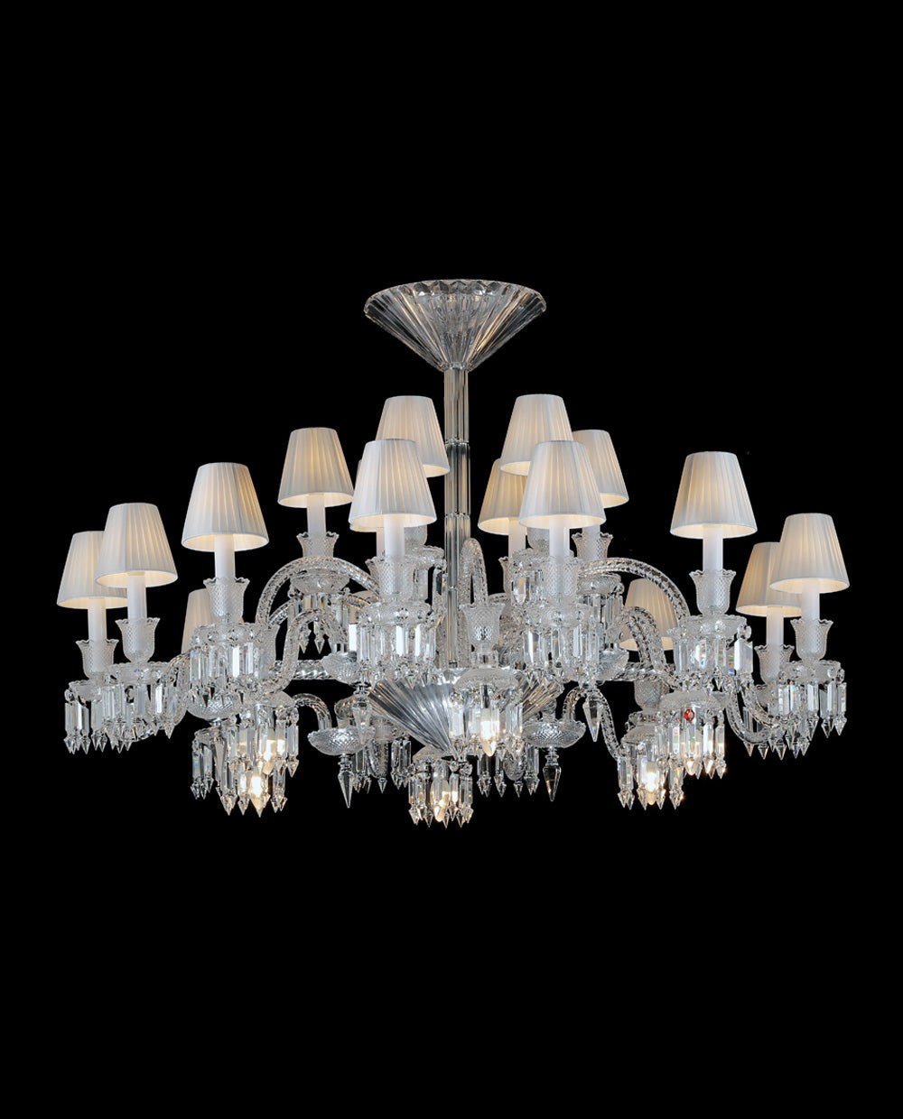 24 Lights Bacara Crystal Chandelier with Lampshades