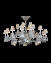 24 Lights Bacara Crystal Chandelier with Lampshades
