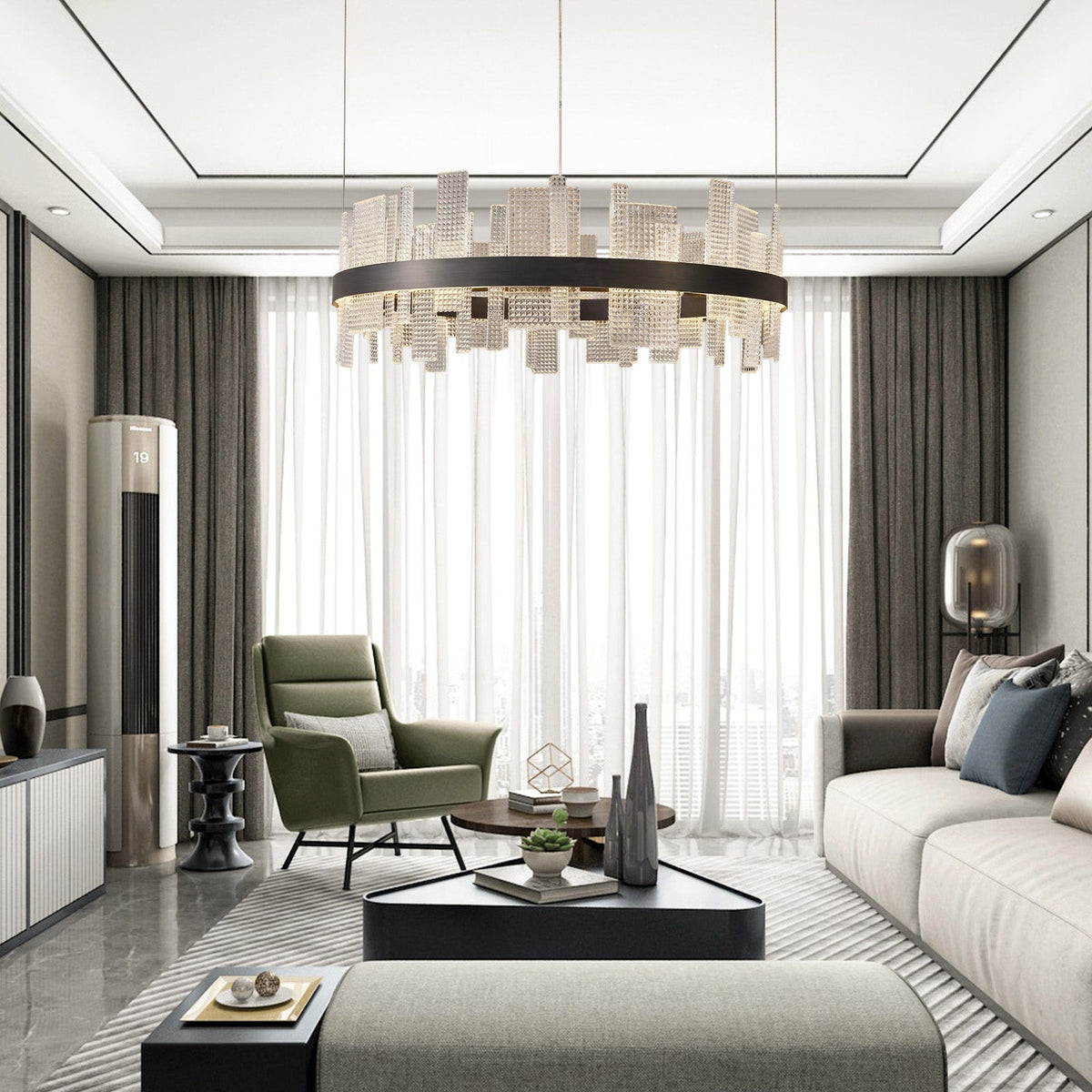 Lyra Round Glass Chandelier
