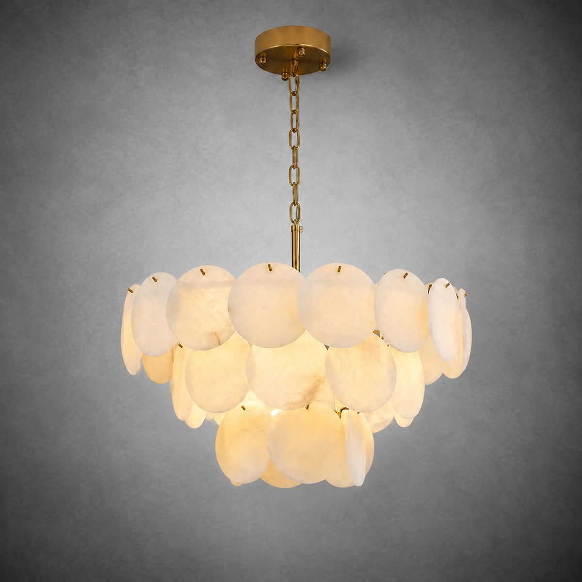 26" Natural Alabaster Round Chandelier