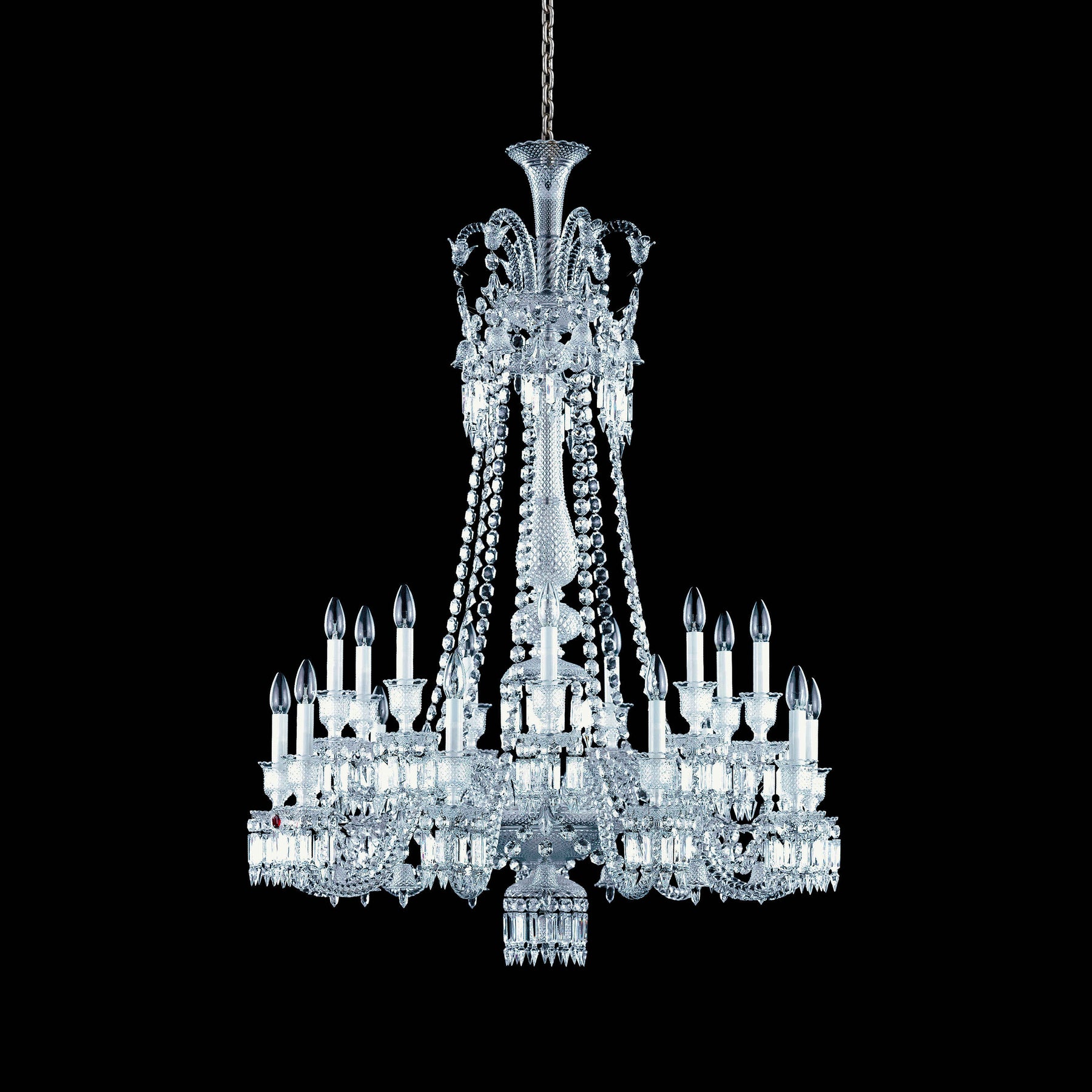 Light Luxury Classic Long Version Tiered Candle Light Crystal Chandelier for High-ceiling Rooms/Living Room