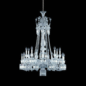 Light Luxury Classic Long Version Tiered Candle Light Crystal Chandelier for High-ceiling Rooms/Living Room