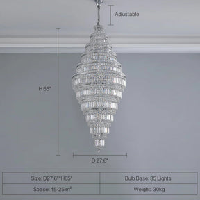 Chrome Extra Large Crystal Chandelier in Silver for Foyer/Staircase/Living Room/Entrance