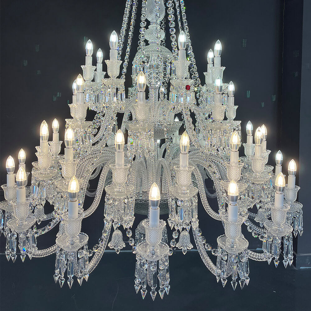 48 Lamps Elegant Zenith Bacara Crystal Chandelier for Big Living Room