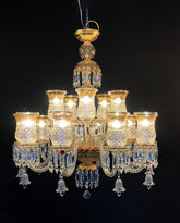 15 Lights Bacara Chandelier Gold & Clear Baccarat Crystal Lighting