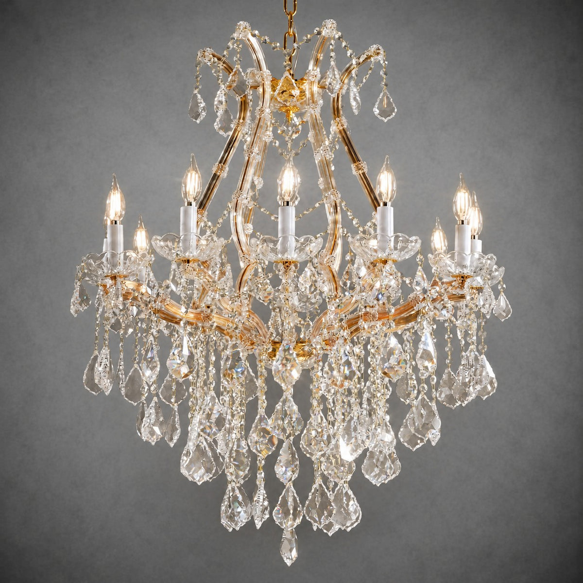 28.3" 12-Light Maria Theresa Crystal Chandelier - Gold