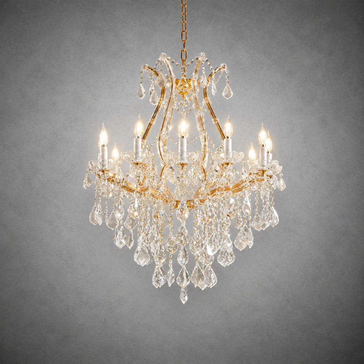 28.3" 12-Light Maria Theresa Crystal Chandelier - Gold