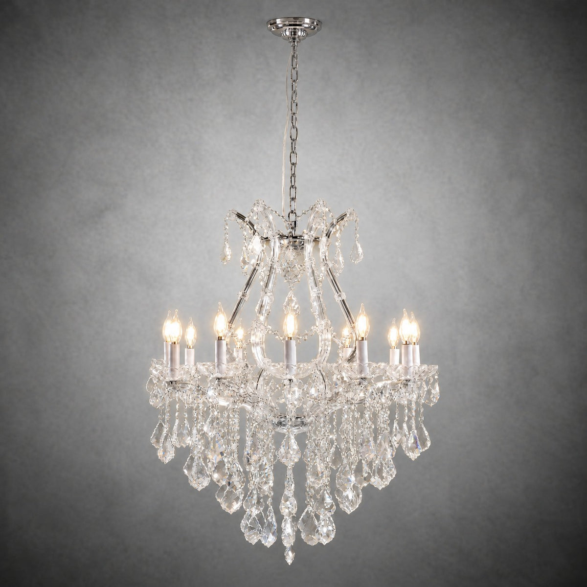 28.3" 12-Light Maria Theresa Crystal Chandelier - Silver