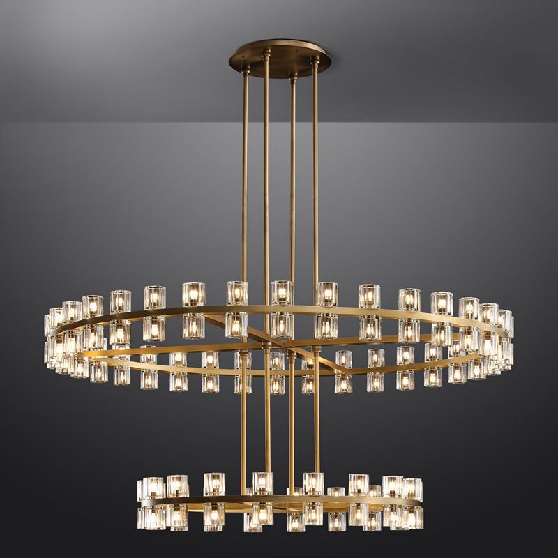Reger Crystal Cup Two-Tier Round Chandelier 60" for Living Room