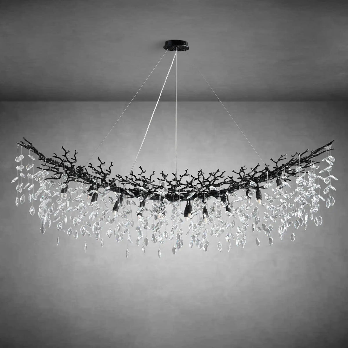 Artistic Crystal Branch Chandelier - Modern Silver Rectangular Island Light