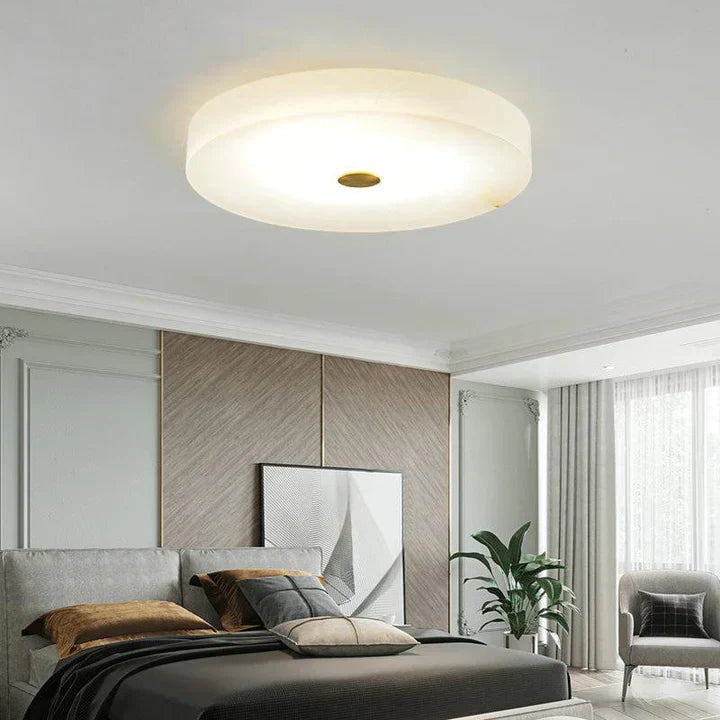 Alabaster Flush Mounted Round Chandelier