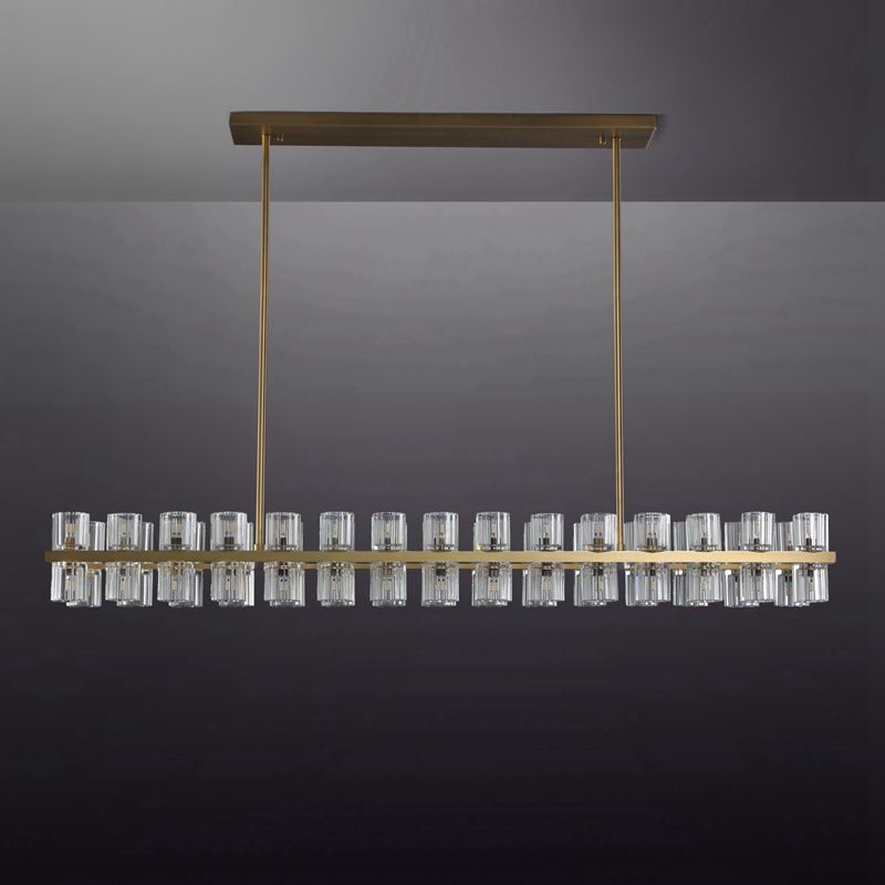 Reger Crystal Cup Crystal Rectangular Chandelier 54" for Dining Table