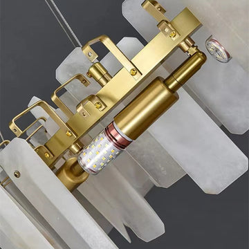 Alabaster Flake Round Chandelier 20" 23" 31" 39''D - Merlin Lamps
