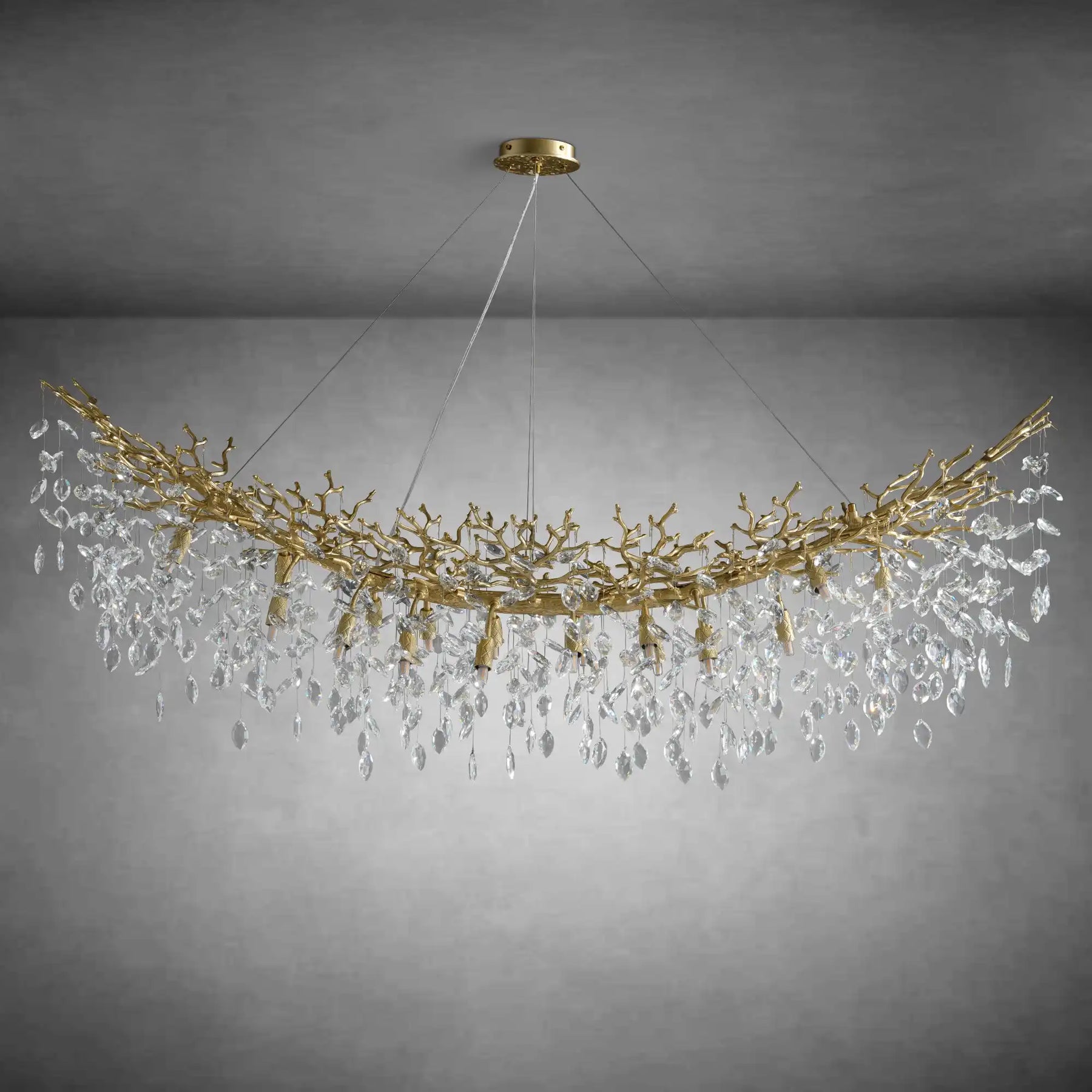 Artistic Crystal Branch Chandelier - Modern Silver Rectangular Island Light