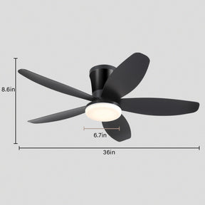 Indoor/Outdoor Recessed Black Ceiling Fan Light
