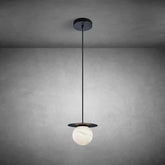 Spherical marble single pendant light