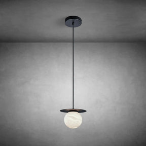 Spherical marble single pendant light