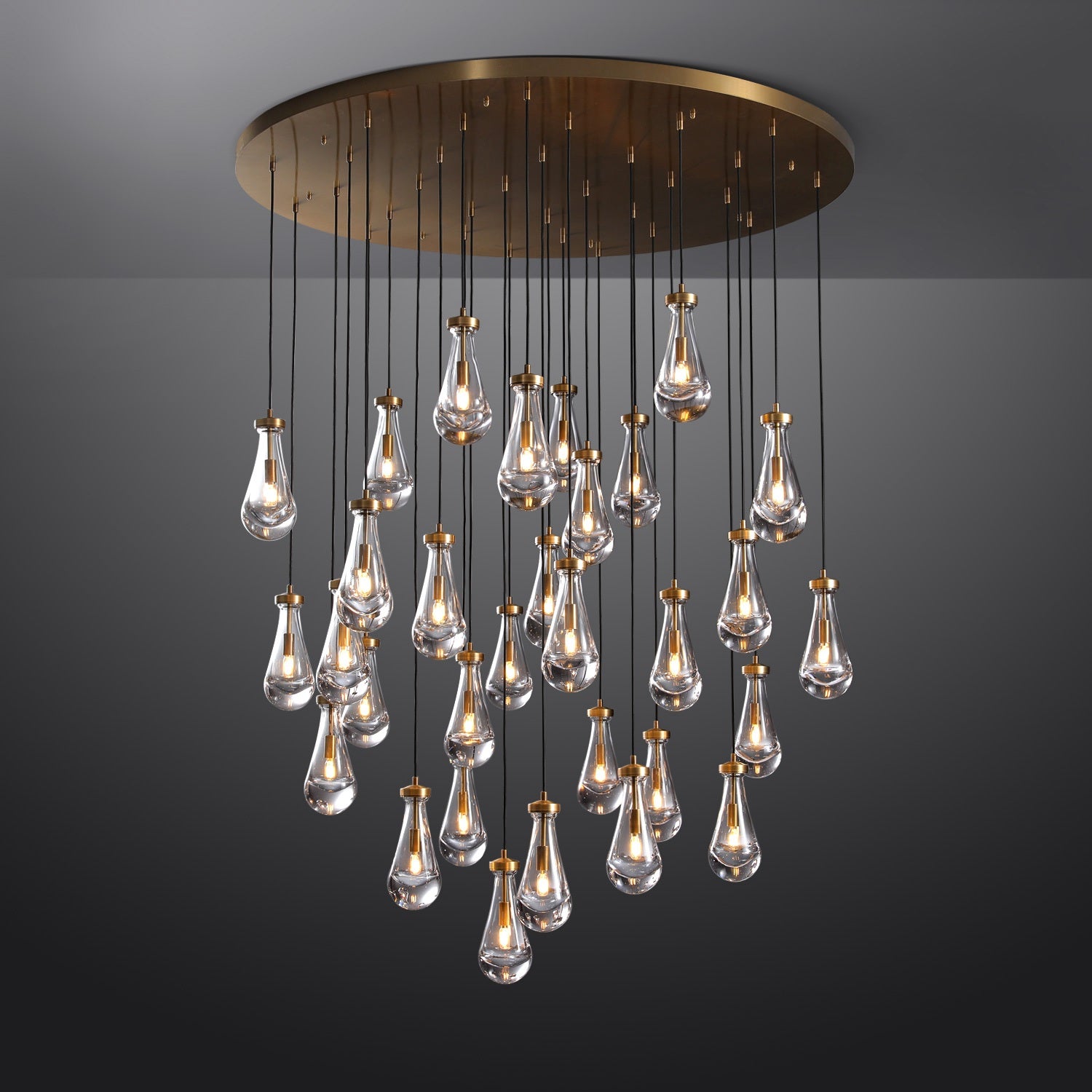 Raindrop Round Chandelier 60″, 31 Lights