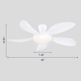 Modern LED Ceiling Fans Low Profile Ceiling Fans with Lights 6 Speeds 48"