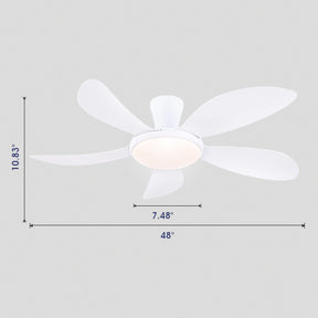 Modern LED Ceiling Fans Low Profile Ceiling Fans with Lights 6 Speeds 48"