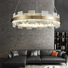 Merlin Anita Modern Round Alabaster Chandelier For Living Room