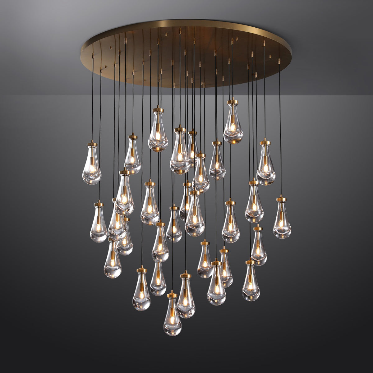 Raindrops Round Chandelier 60" For foyer, Staircase