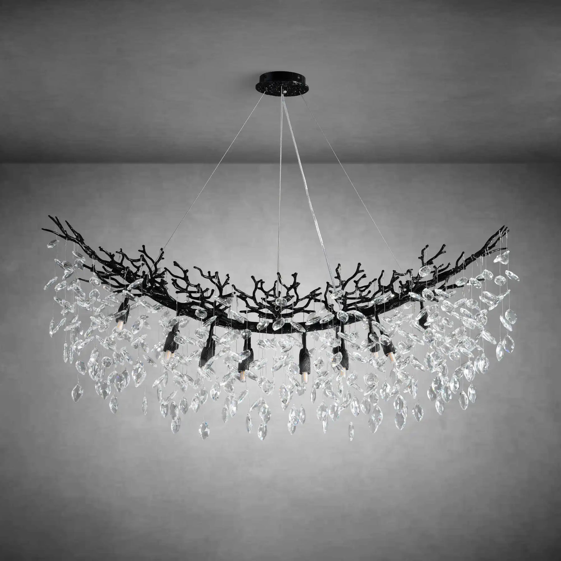 Artistic Crystal Branch Chandelier - Modern Silver Rectangular Island Light