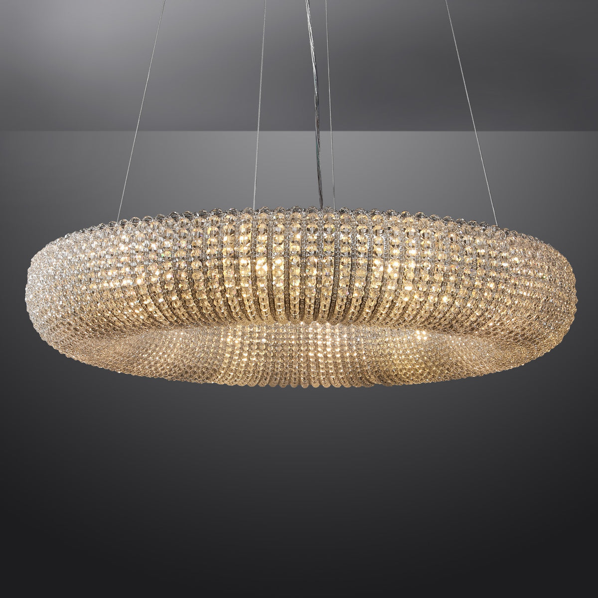Nicolle Modern Luxury Amber Crystal Clear Round Chandeliers for Bedroom