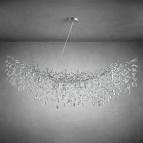 Artistic Crystal Branch Chandelier - Modern Silver Rectangular Island Light