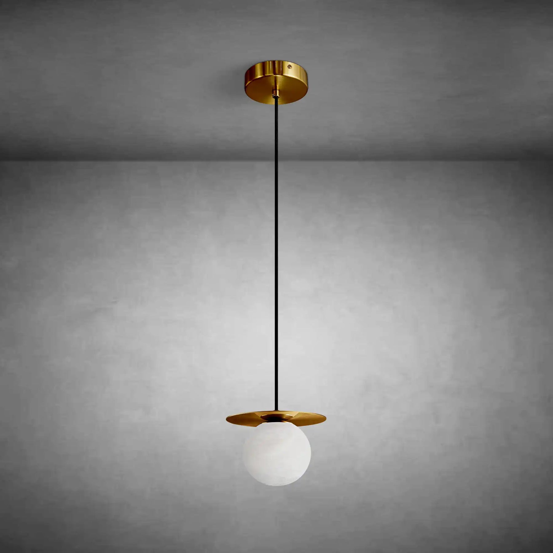 Spherical marble single pendant light