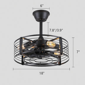 Cage Industrial Black Bladeless Ceiling Fan Light 18"