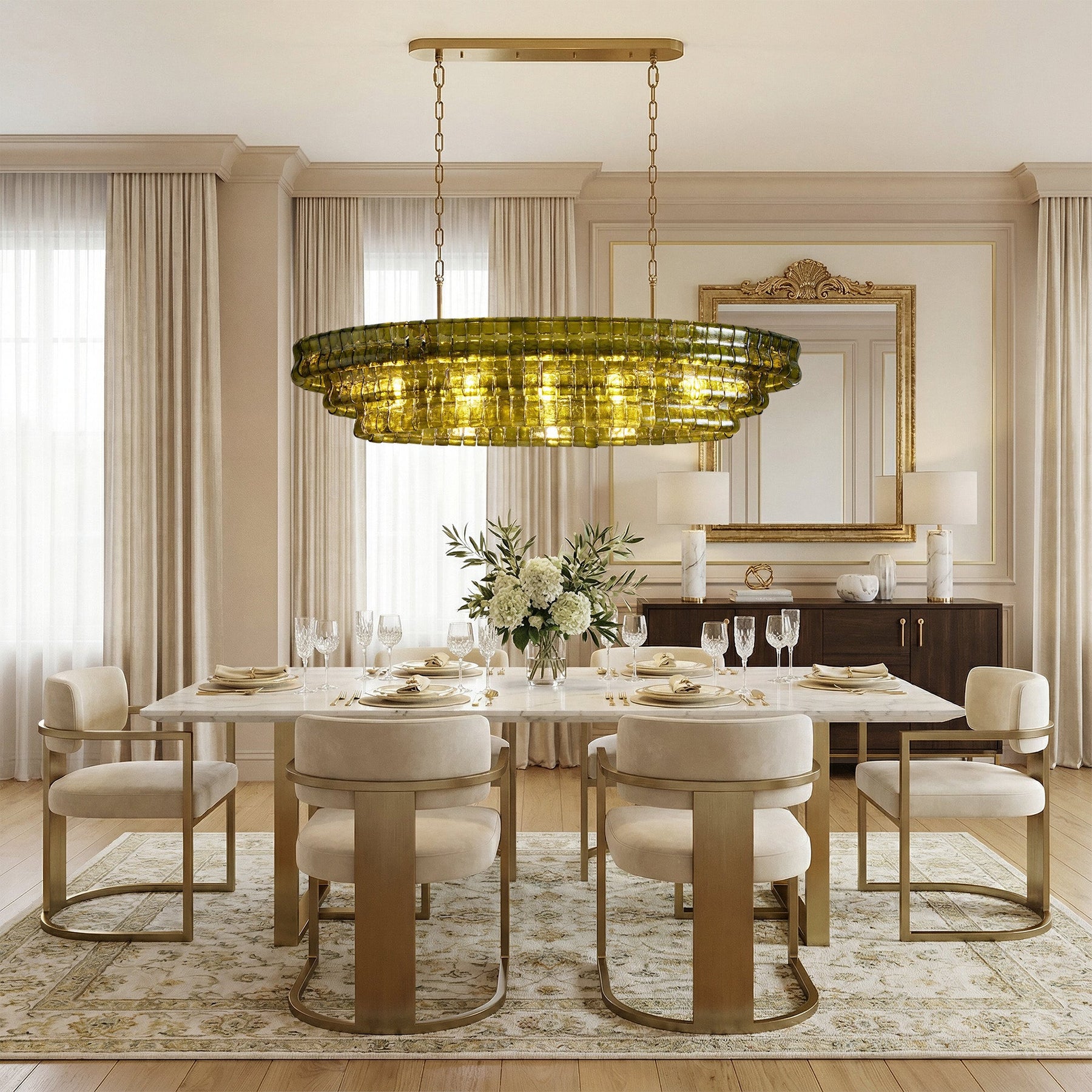 Ghiaccio Oval Chandelier 54"W/65"W