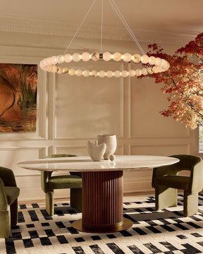 Modern Pearl Alabaster Necklace Circle Triple Chandelier with Dia 60+80+100cm