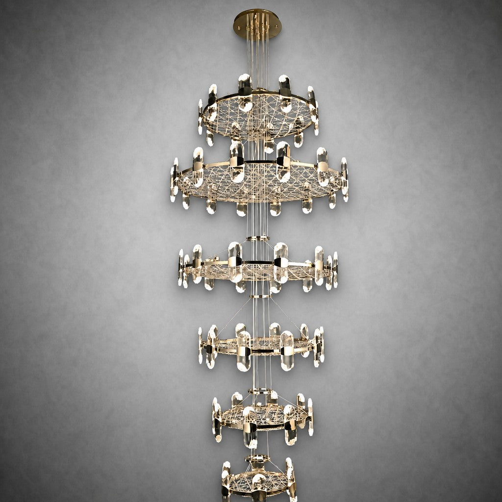 Pearl Net Modern Sculptural Ring Chandelier