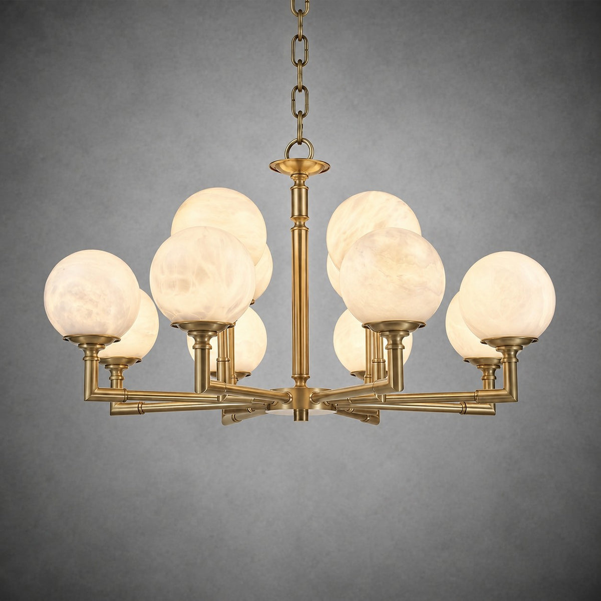 Brass Orb Classic Alabaster Pendant Light