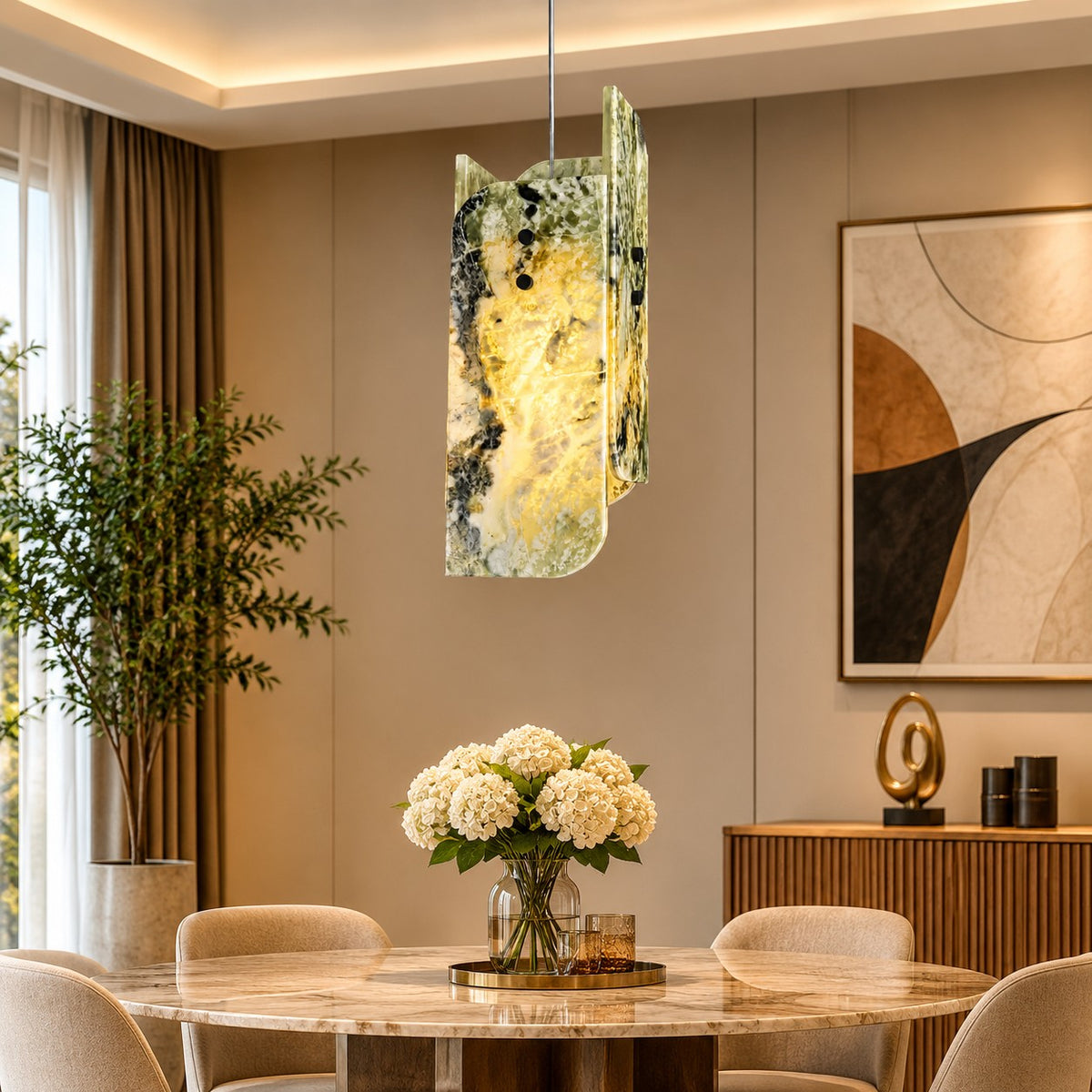 Modern Sculptural LuxuryStone Pendant Light