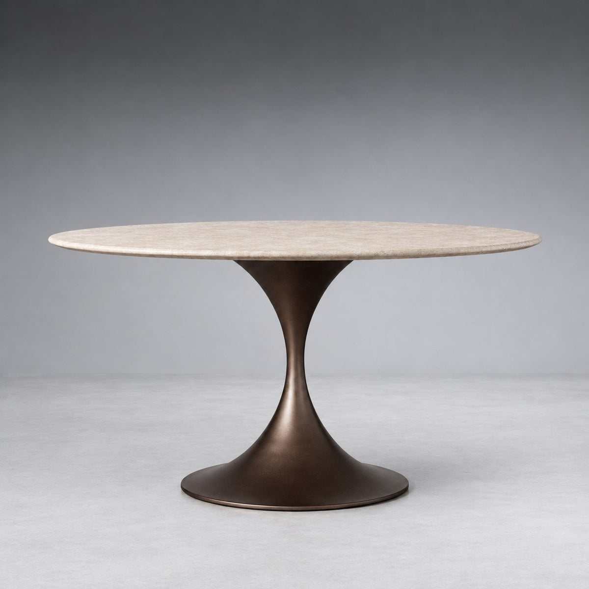 Round Stone-Top Steel-Base Dining Table