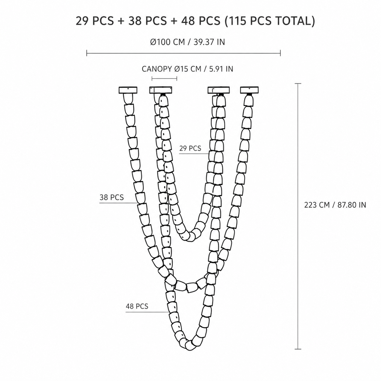 Chandelier Versailles Veil Cascading Crystal