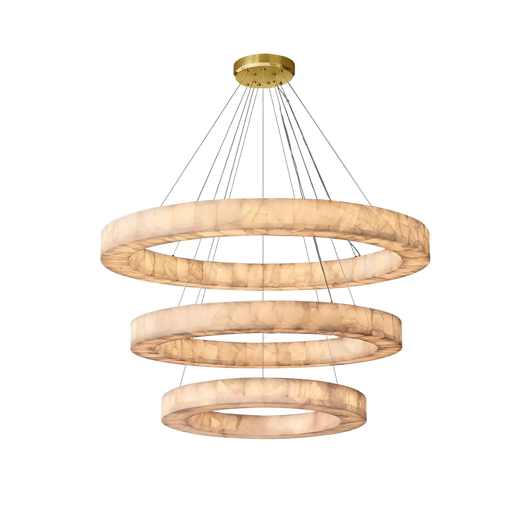 OLYRA 3-TIER ROUND ALABASTER CHANDELIER 39" 47" 59"D