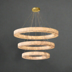 OLYRA 3-TIER ROUND ALABASTER CHANDELIER 39" 47" 59"D