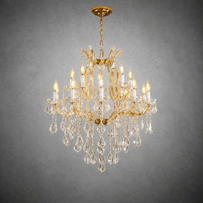 30" 15-Light 2-Tier Maria Theresa Crystal Chandelier - Gold