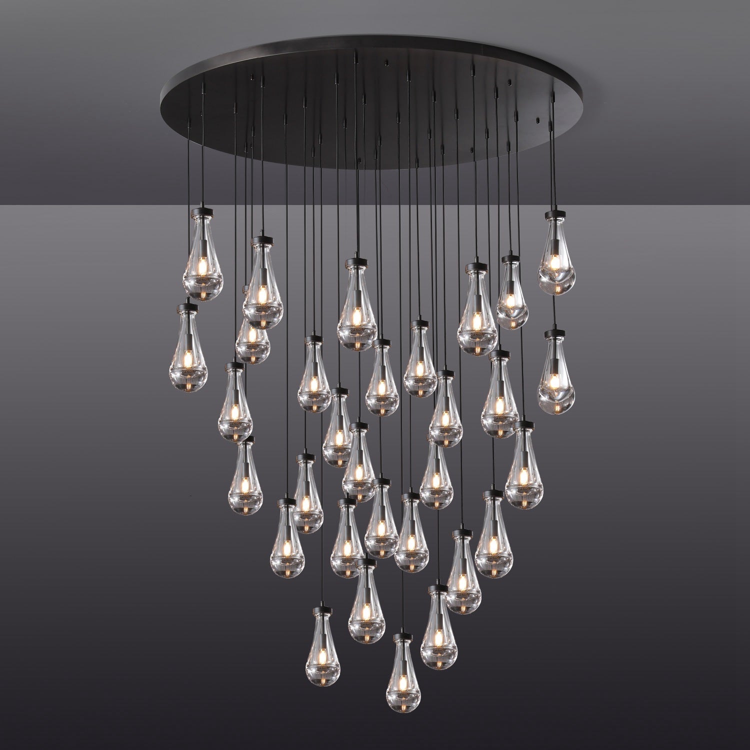 Raindrop Round Chandelier 60″, 31 Lights