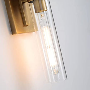 Modern Brass Wall Sconces Fixture, Bathroom Light with Mirror Coating and Clear Glass Shade, Indoor Vanity Light for Mirror, Living Room, Bedroom, Hallway, Fireplace, Staircase