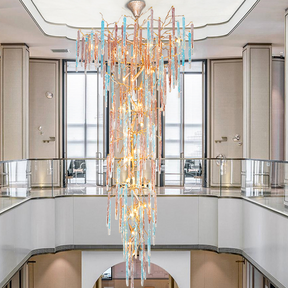 Dora Raindrop Colorful Crystal Staircase Chandelier - Merlin Lamps