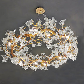 Petal Crystal Brass Branch Chandelier