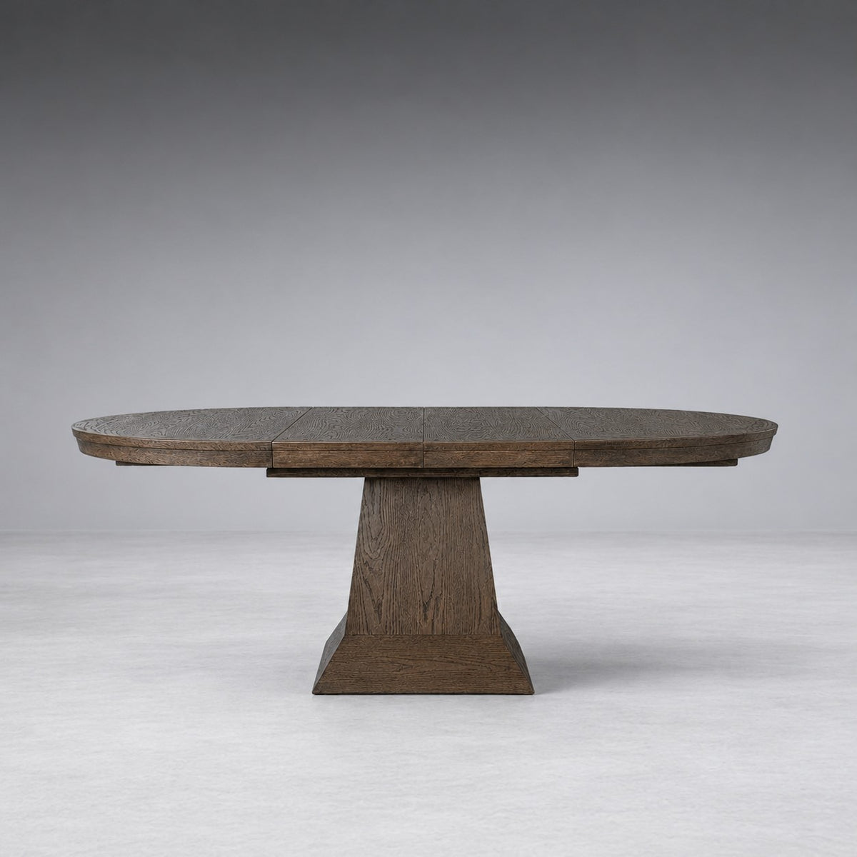 Round Oak Extension Dining Table with Leaves