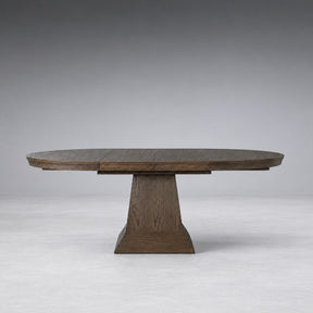 Round Oak Extension Dining Table with Leaves