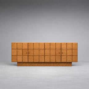 Geometric Fluted Plinth Wood Storage Console